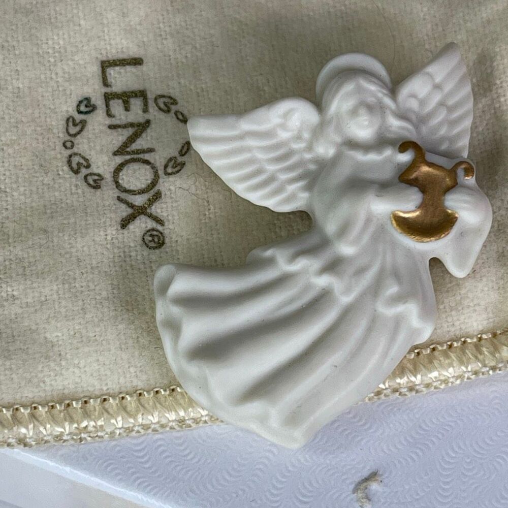 Vintage Lenox holiday Angel pin with original bag.